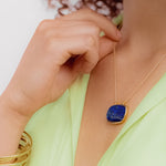 Rita Necklace 18k Gold Thin Chain Necklace With Blue Lapis Stone