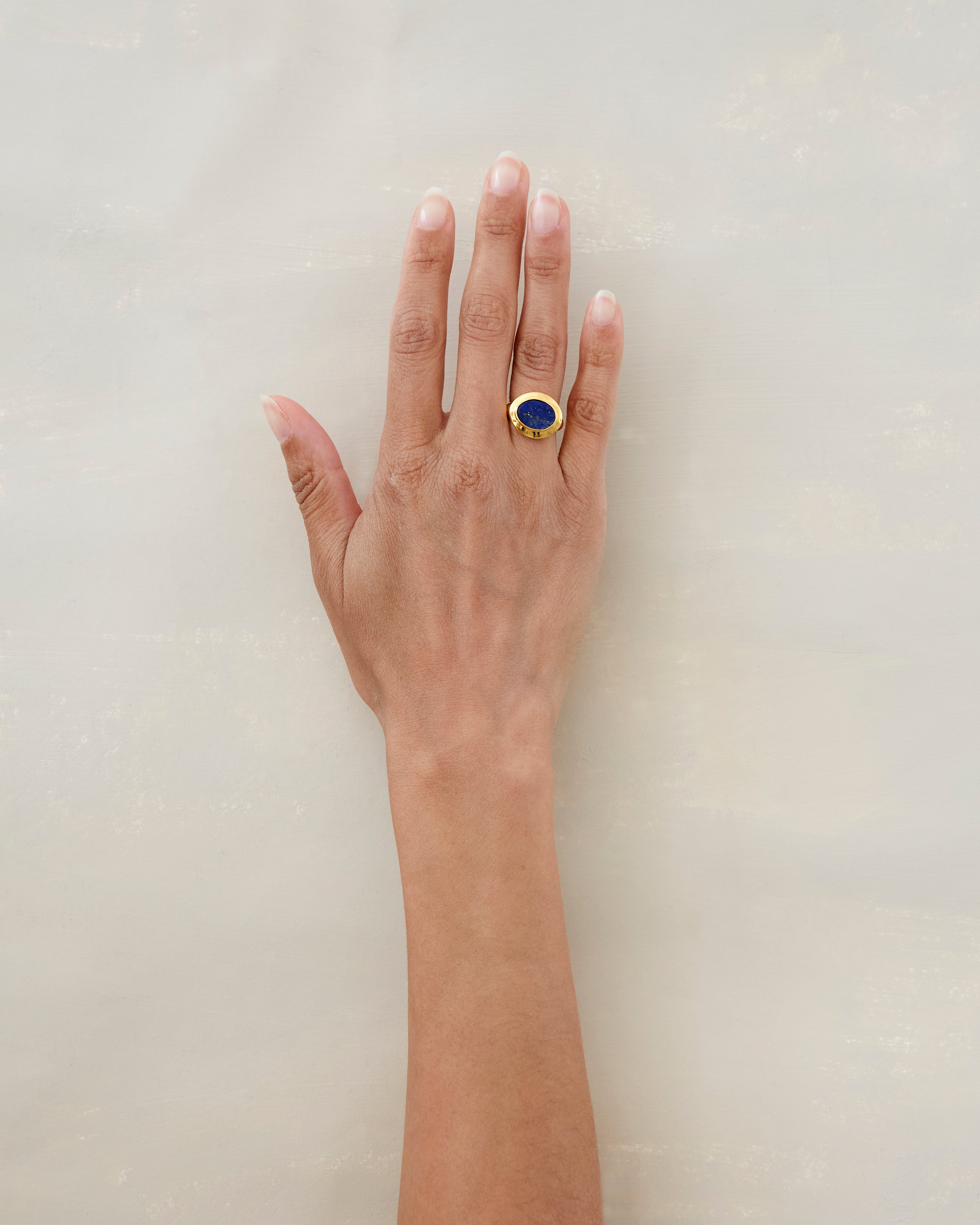 Rita Ring 18k Gold Chunky Ring WIth Blue Lapis Stone